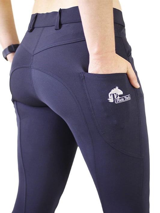 CoolMax Navy Breeches with NO Silicone-Plum Tack-The Equestrian