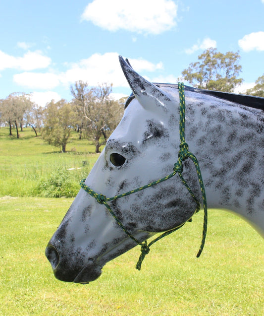 Nungar Headstall Knotted 6mm Green & Gold Fleck-Ascot Saddlery-The Equestrian
