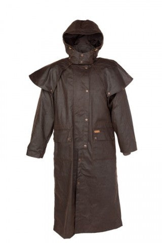 Oilskin Outback Classic Riding Coat With Hood Brown-Ascot Saddlery-The Equestrian