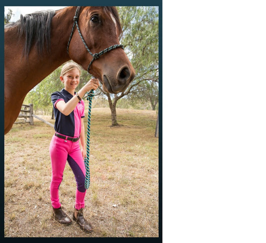 Jodhpurs Peter Williams Gel Seat Pull On Pink & Purple Childs-Ascot Saddlery-The Equestrian
