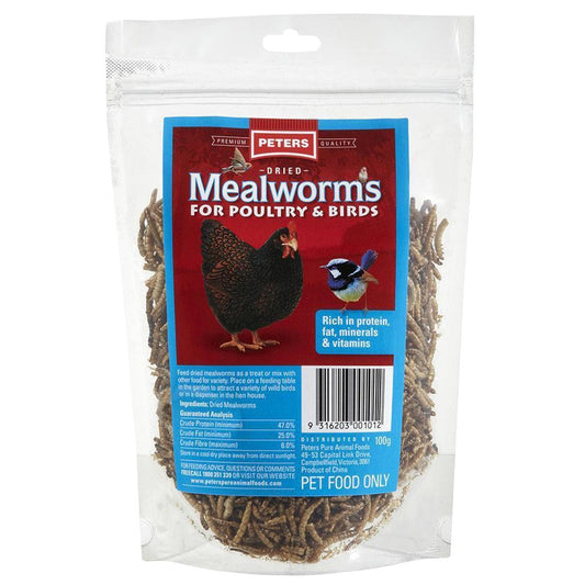 Peters Dried Meal Worms For Poultry & Birds 100gm-Ascot Saddlery-The Equestrian