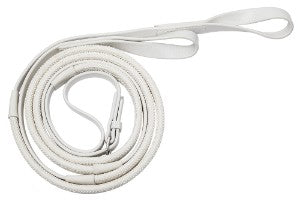 Reins Rubber Grip Pvc Loop End Epsom White & White-Ascot Saddlery-The Equestrian