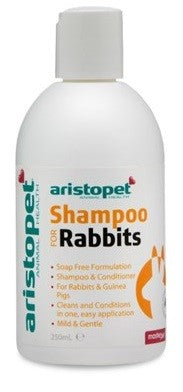 Aristopet shampoo bottle for rabbits, white background, 250ml size.