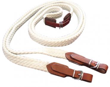 Reins Cotton Plaited Red Centre-Ascot Saddlery-The Equestrian