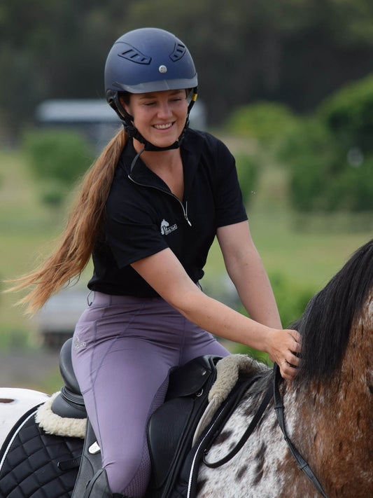 Ladies Cool Summer riding tops in black- Short sleeve-Plum Tack-The Equestrian