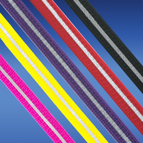 Assorted colorful Rogz dog leash products on blue background.