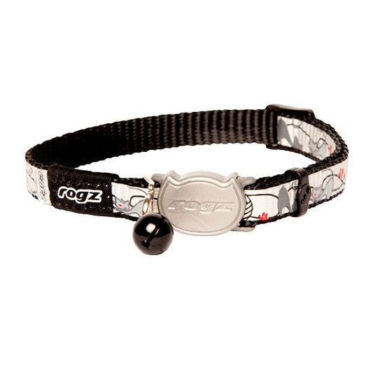 Rogz cat collar with bell and safety buckle.