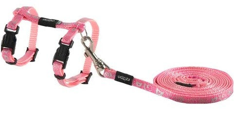 Rogz pink dog harness and matching leash set.