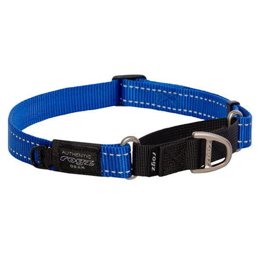 Rogz blue and black adjustable dog collar.