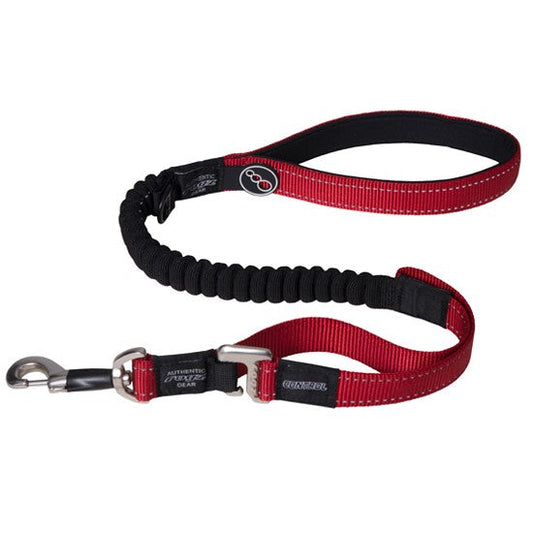 Rogz red and black stretchable dog leash.