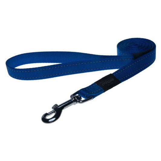 Blue Rogz brand dog leash with metal clasp.