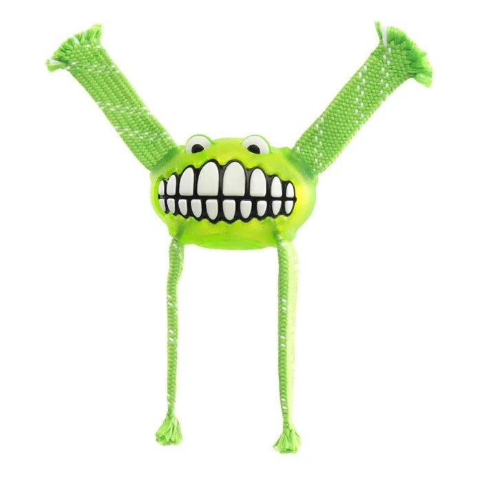 Rogz green alien dog toy with long limbs.