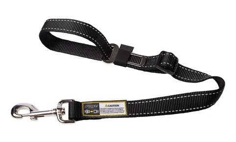 Black Rogz dog leash with reflective stitching and clasp.