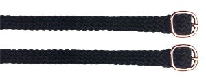 Spur Straps Rose Gold Buckle Braided Webbing Black-Ascot Saddlery-The Equestrian