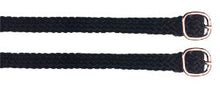 Spur Straps Rose Gold Buckle Braided Webbing Black-Ascot Saddlery-The Equestrian