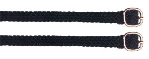 Spur Straps Rose Gold Buckle Braided Webbing Black-Ascot Saddlery-The Equestrian