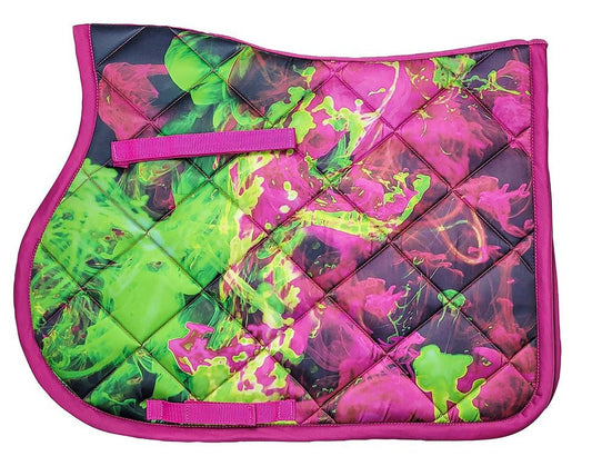 Saddlecloth All Purpose Abstract Full Pink & Lime-Ascot Saddlery-The Equestrian