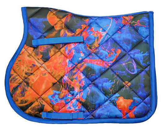 Saddlecloth All Purpose Abstract Full Royal & Orange-Ascot Saddlery-The Equestrian