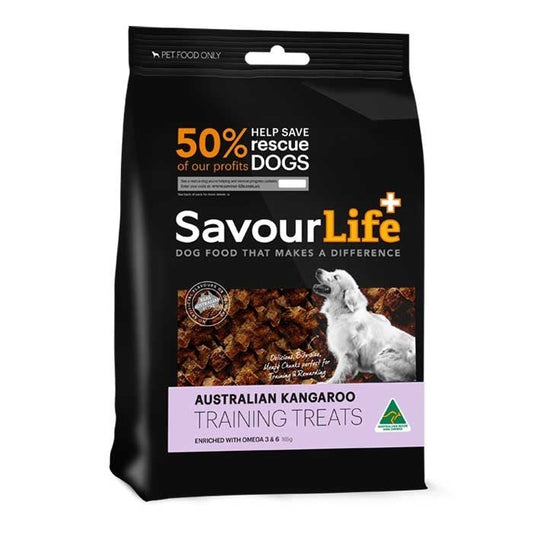Package of SavourLife Australian Kangaroo Training Treats for dogs.