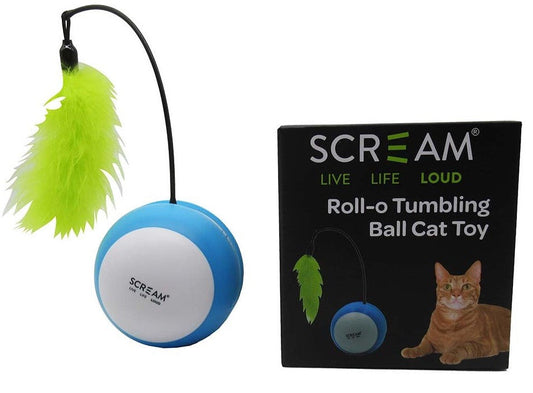 Scream Cat Roll O Tumbling Ball Toy 21cm Green & Blue-Ascot Saddlery-The Equestrian