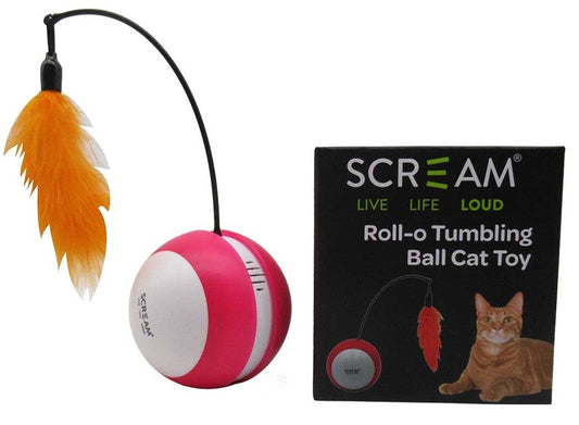Scream Cat Roll O Tumbling Ball Toy 21cm Pink & Orange-Ascot Saddlery-The Equestrian