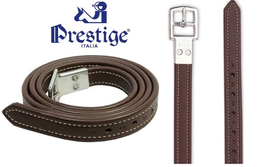 Prestige Italia brand brown stirrup leathers for horse riding equipment.