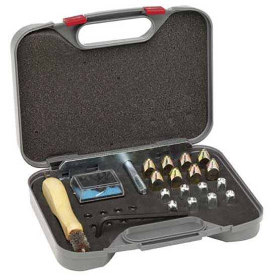 Portable case with wood-burning tool, tips, and accessories inside.