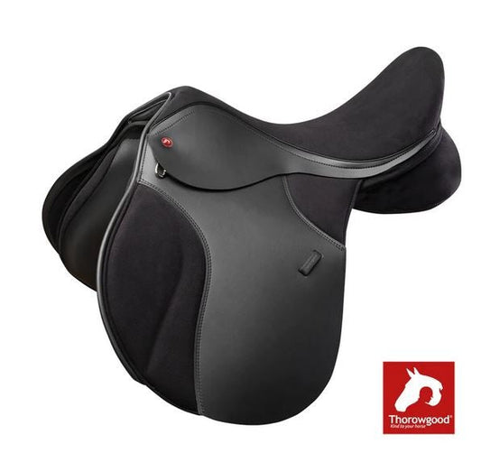 Thorowgood T4 All Purpose Compact Saddle High Wither Black 17.0"-Ascot Saddlery-The Equestrian