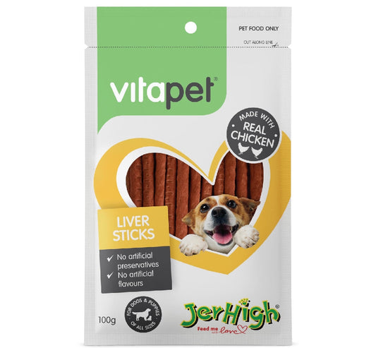 Vitapet Dog Treat Jerhigh Liver Sticks 100gm-Ascot Saddlery-The Equestrian
