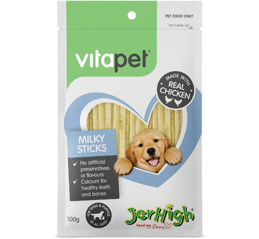 Vitapet Dog Treat Jerhigh Milky Sticks 100gm-Ascot Saddlery-The Equestrian