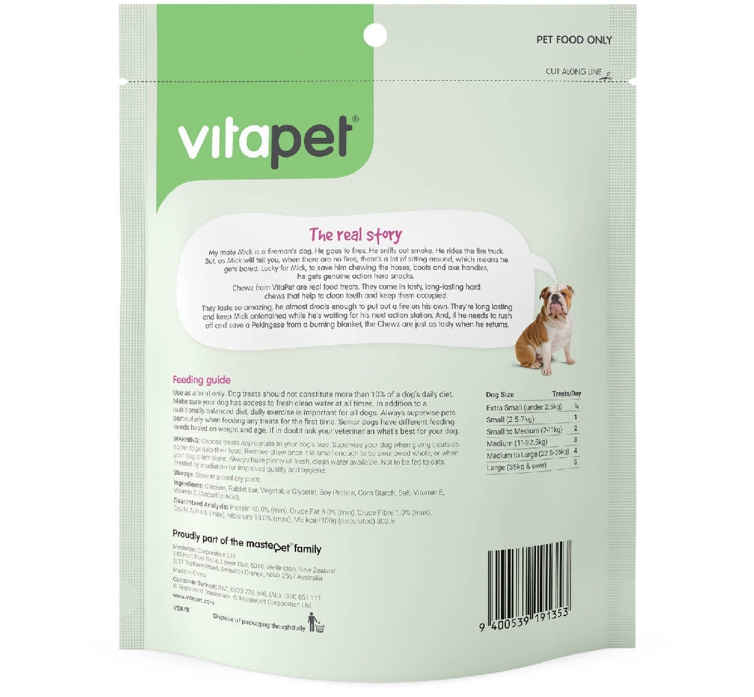 Vitapet Dog Treat Rabbit Ear With Chicken 220gm-Ascot Saddlery-The Equestrian
