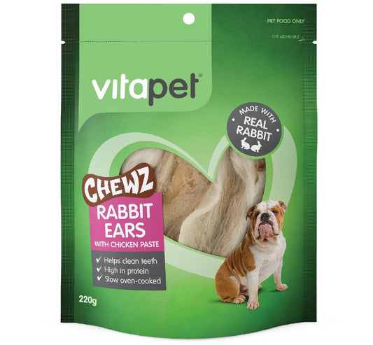 Vitapet Dog Treat Rabbit Ear With Chicken 220gm-Ascot Saddlery-The Equestrian