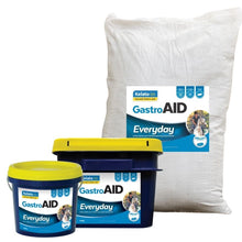 Three Kelato GastroAid Everyday horse supplement containers of various sizes.