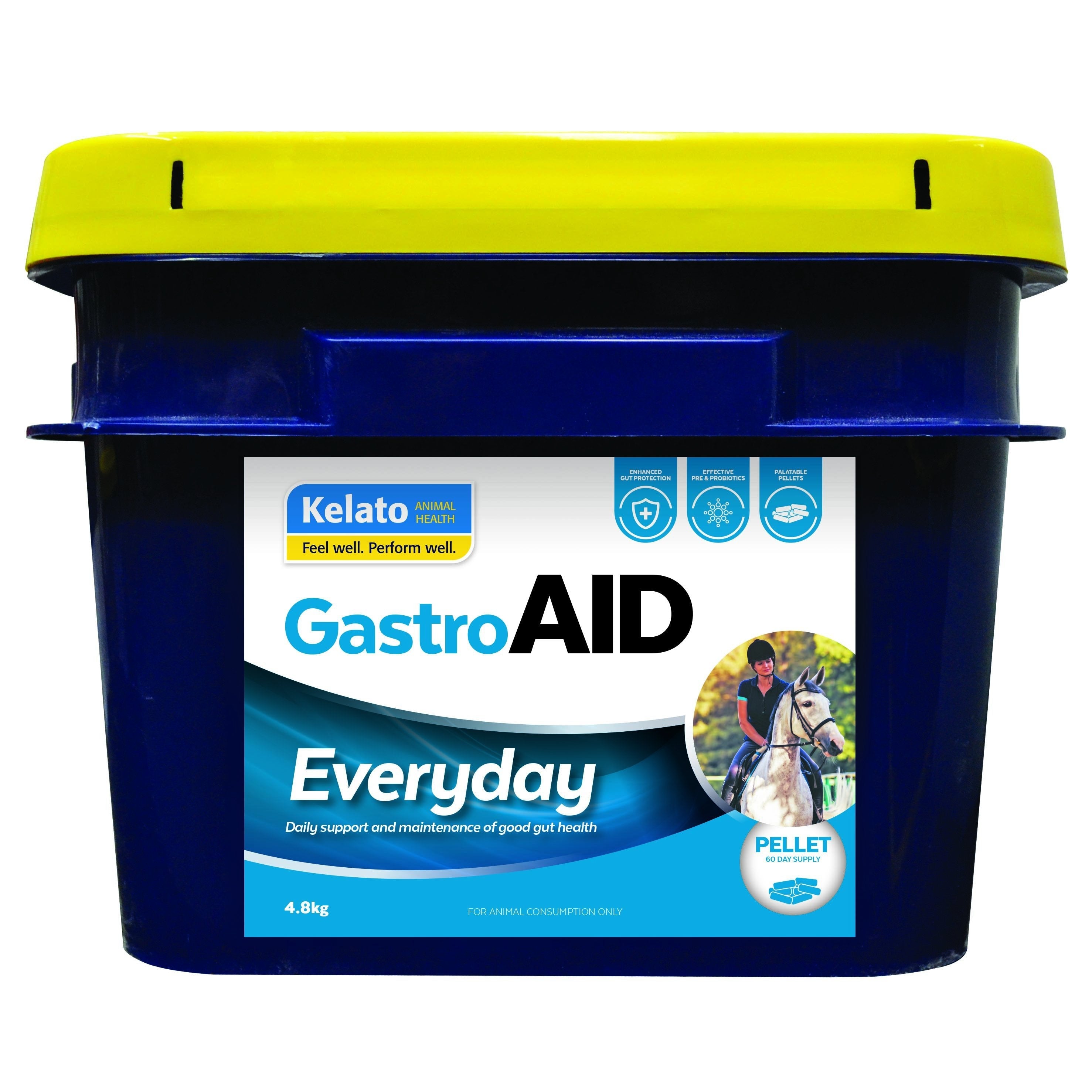 Kelato GastroAID Everyday equine gut health supplement, 4.8kg container.