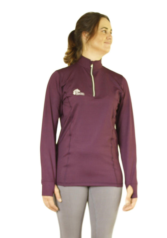 Long sleeve base layer tops in Wine - Final run outlast sizes-Plum Tack-The Equestrian