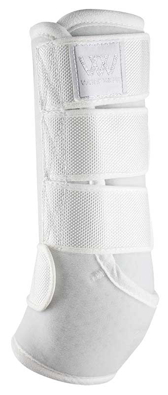 Woof Wear brand horse boot in white with secure Velcro straps.