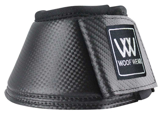 Woof Wear brand black horse bell boot with velcro fastening.