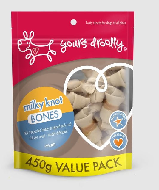 Yours Droolly Dog Treat Milky Vegetable Knot Bone With Chicken 450gm-Ascot Saddlery-The Equestrian
