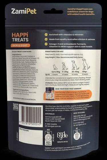 ZamiPet Happi Treats Skin & Coat, Australian chicken & salmon pack.