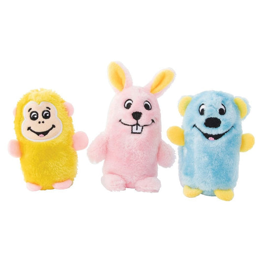 Zippy Paws plush dog toys, monkey, bunny, and koala styles.
