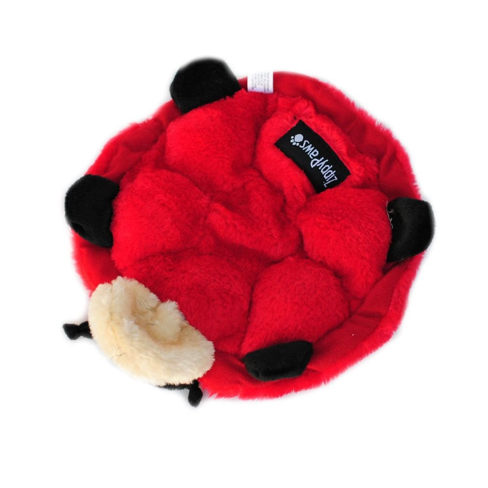 Zippy Paws red crab plush dog toy with soft exterior.