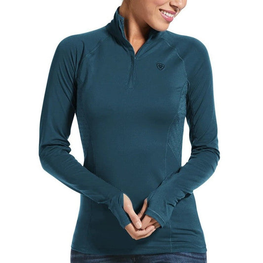 Eurasian Teal Ladies' Ariat Top Lowell 2.0 1/4 Zip W22 Baselayer-Ascot Saddlery-The Equestrian