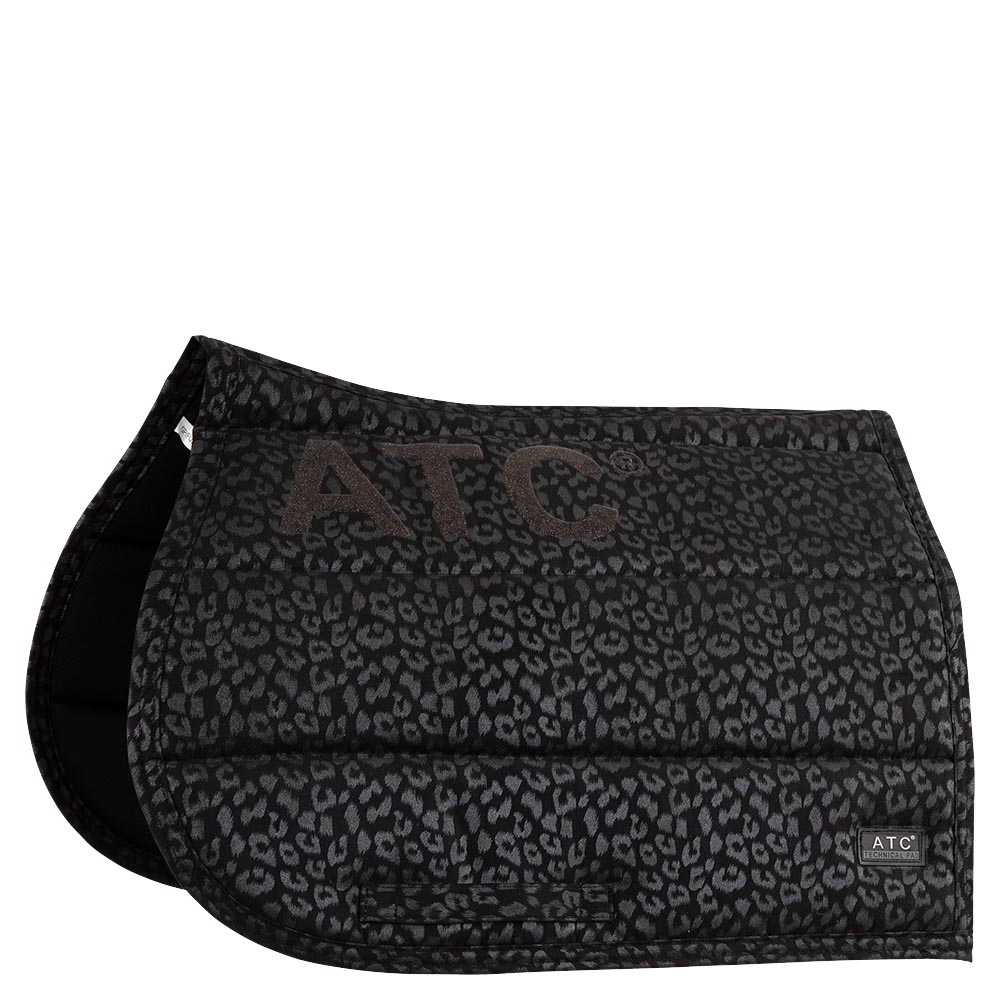 ANKY brand saddle pad in black with leopard print design.