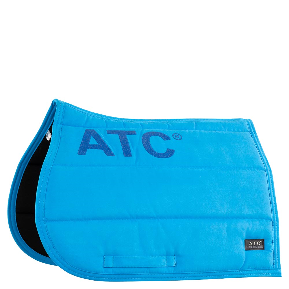 Bright blue ANKY saddle pad for equestrian sports, side view.