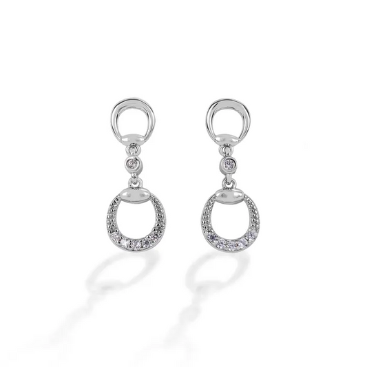 Kelly Herd sterling silver horseshoe earrings with sparkling stones.