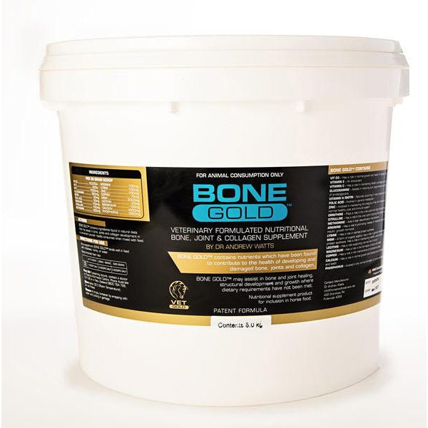 Bone Gold joint supplements in a white plastic container, 3.6 kg.