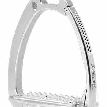 Stainless steel stirrup leathers with a grippy tread design.