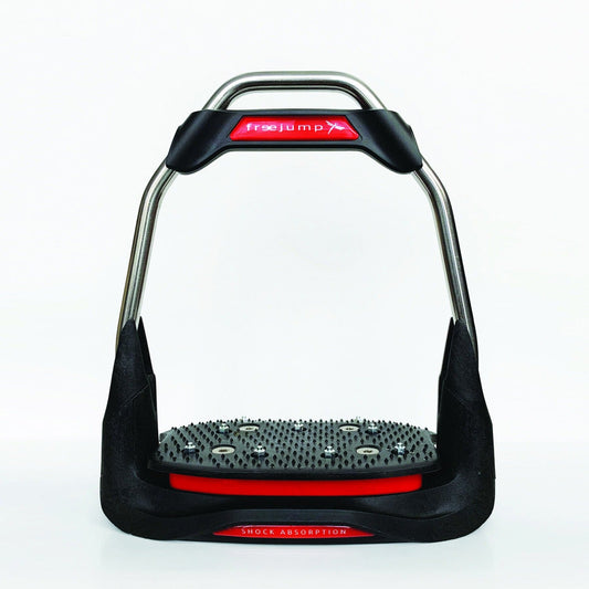 Freejump brand single stirrup leather with shock absorption technology.