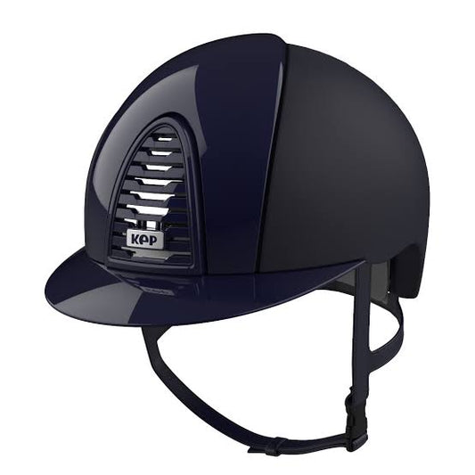 KEP brand equestrian helmet, navy blue, with front ventilation grille.