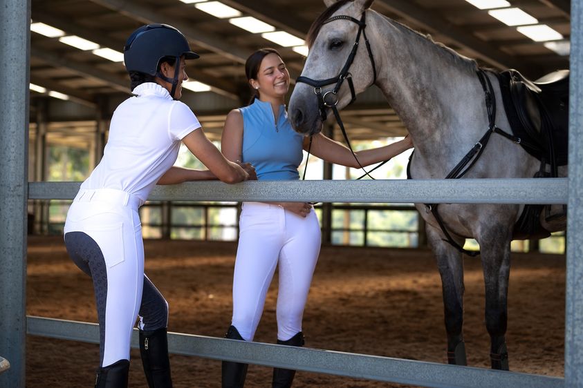 Lauren white/grey seat competition breech-QJ Riding Wear-The Equestrian